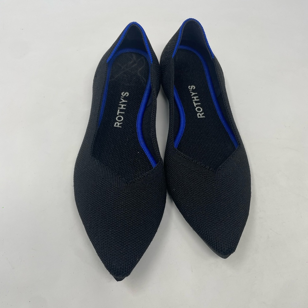 Rothy's Classic Black Fabric Pointed-Toe Flats size 7.5